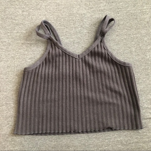 Charlotte Russe Tops - Gray Ribbed Crop SZ Small